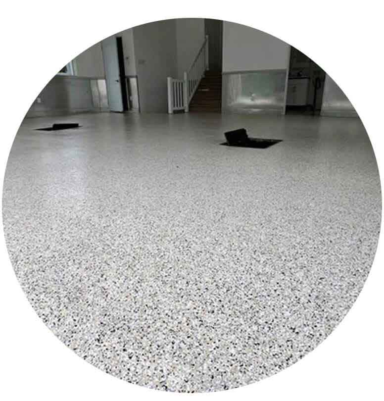 Revêtement de plancher avec flocons de vinyle